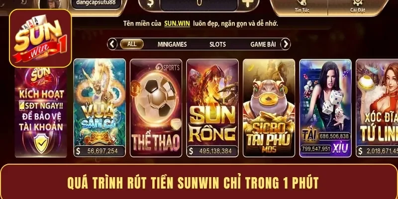 Quá trình rút tiền Sunwin chỉ trong 1 phút